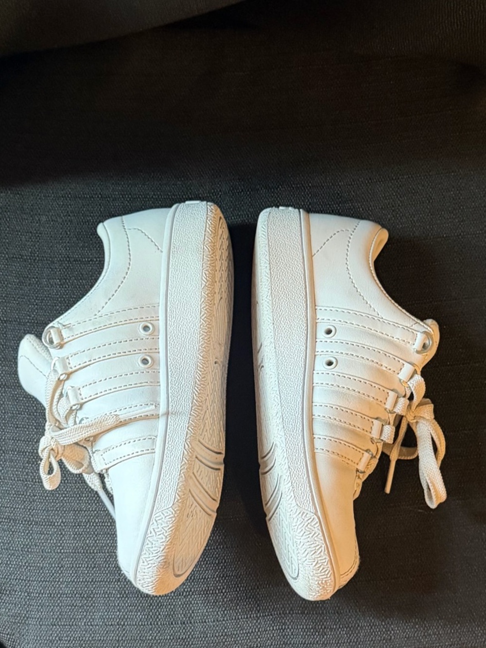 K-Swiss White Kids Leather Lace-Up Sneakers - Picture 9 of 11